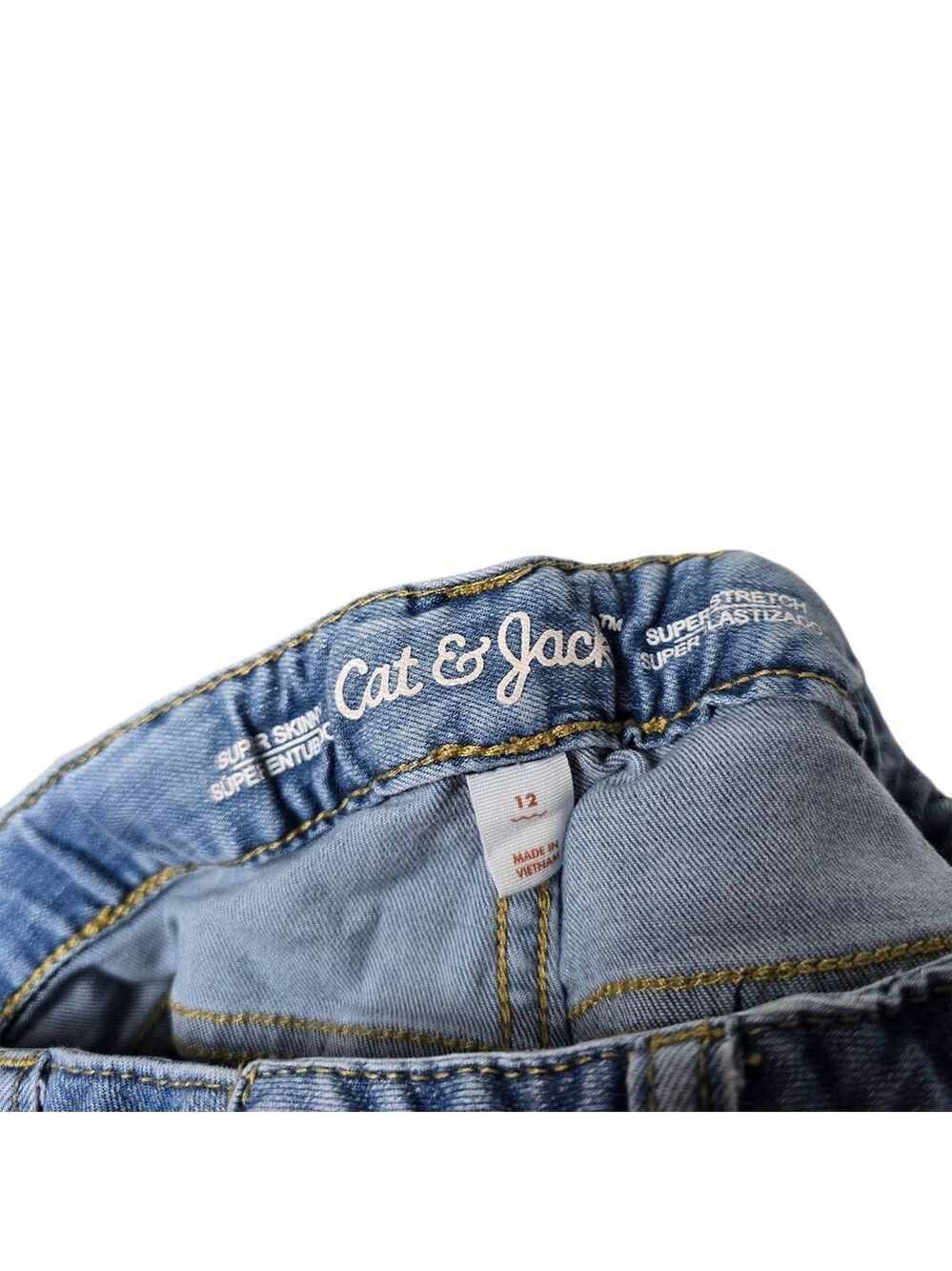 Cat & Jack Blue Super Skinny Super Stretch Jeans Girls Denim Adjustable Waist 12 - Picture 6 of 7